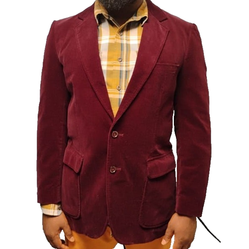 Vtg Hudson's Men's Store Burgundy Velvet Blazer Sport Coat Made in Japan Sz 42L